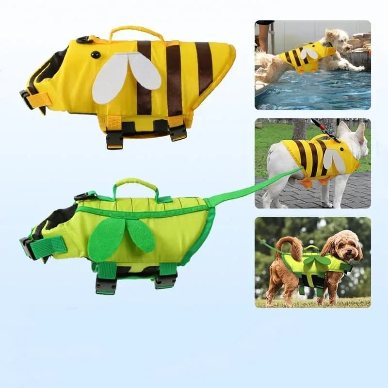 Giubbotto di salvataggio estivo per cani da compagnia vestiti gilet di salvataggio collare imbracatura cane da compagnia nuoto costumi da bagno estivi vestiti per animali domestici ape piccola