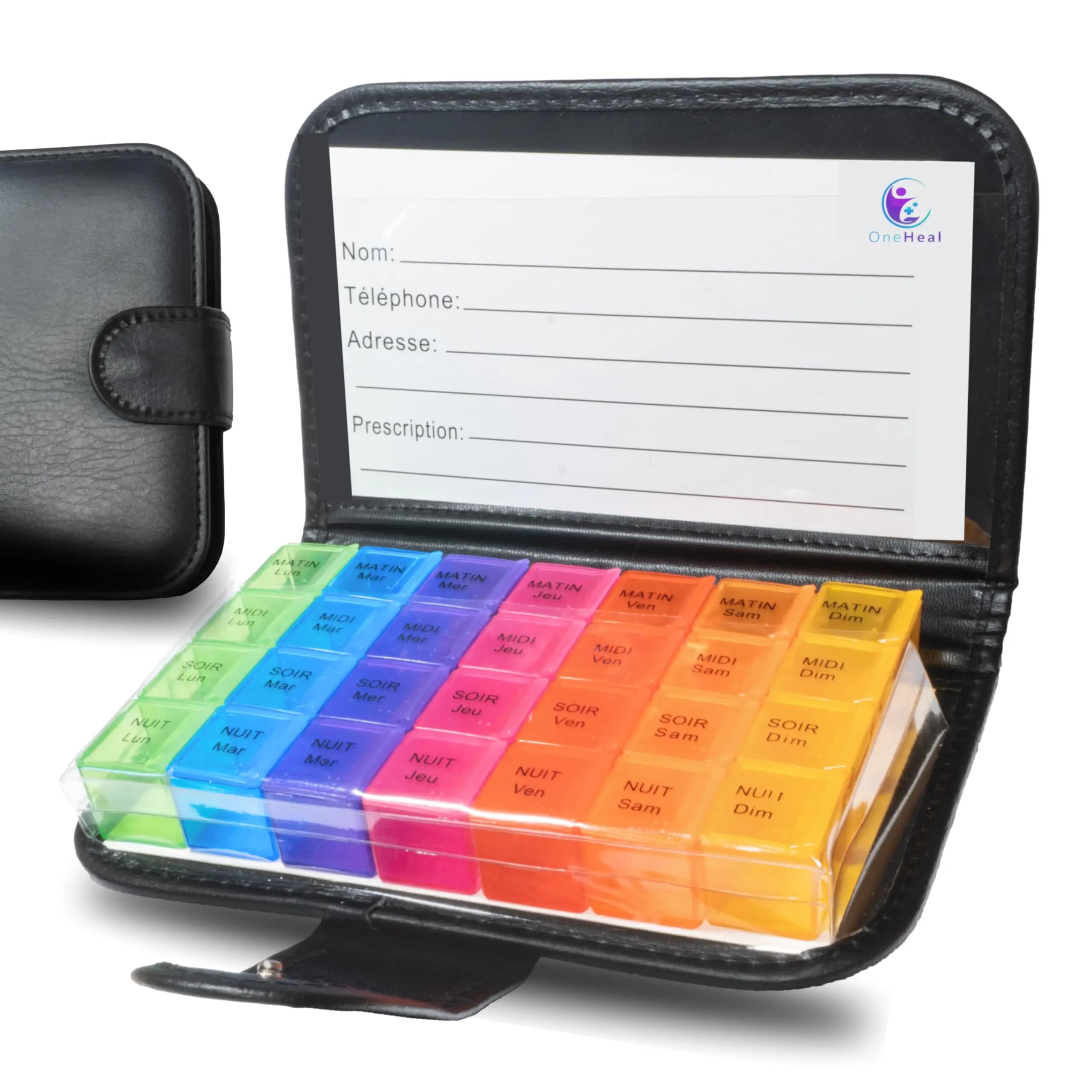 Weekly Wallet PU Wallet Portable Travel Wallet Large 28 compartments for fish oils and vitamins supplements