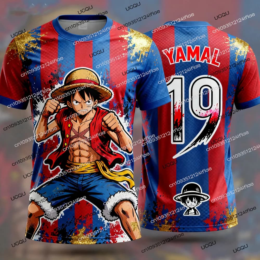 2025 Nuovo One Piece Rufy Special Edition Maglia da calcio T-shirt Spagna No.19 Yamal Maglia da calcio Tshirt Fan Special Jersey Kit