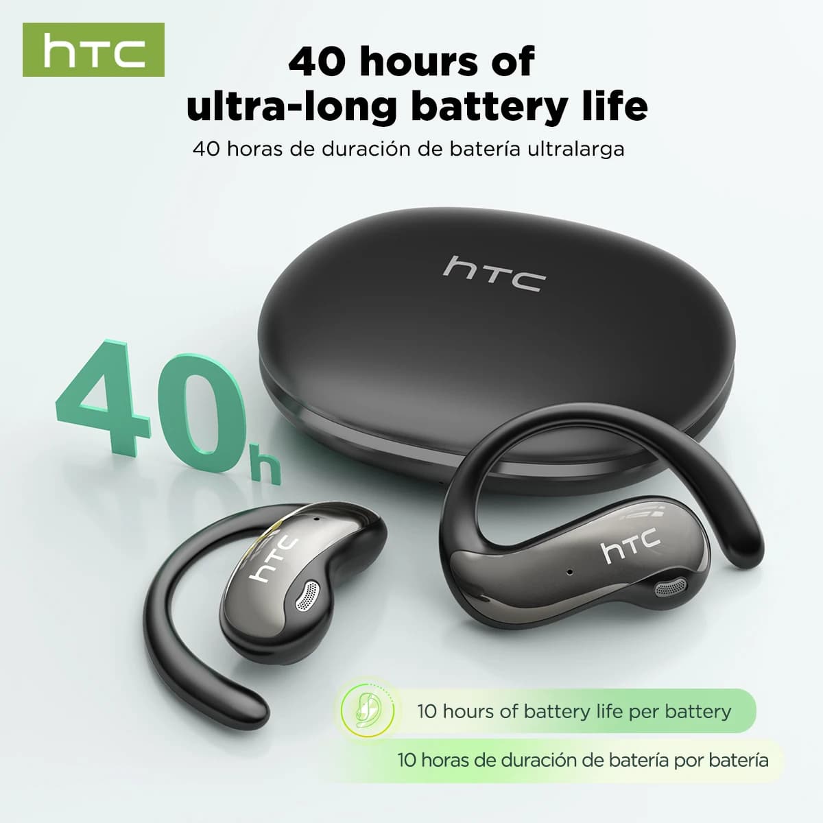 Cuffie Bluetooth on-ear Htc Ne19 con grande capacità di batteria e alta qualità del suono