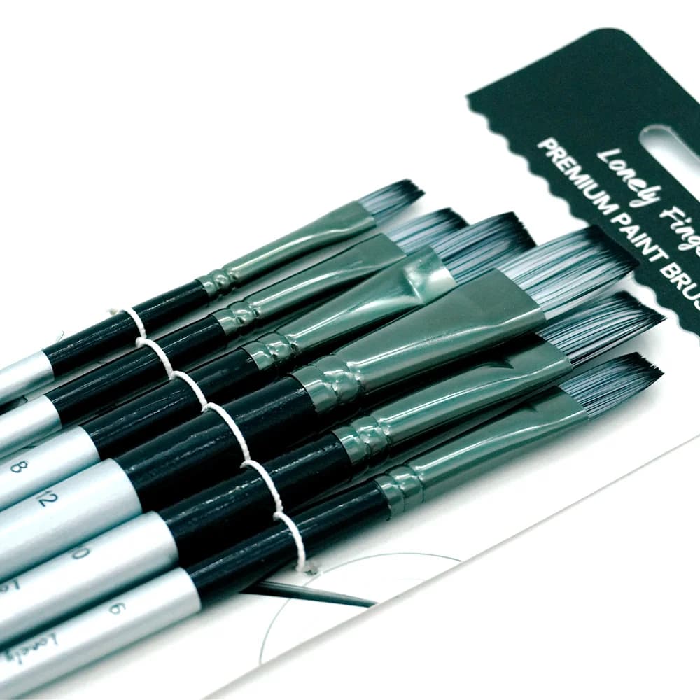 6Pcs Assorted Nylon Paint Brushes Wooden Handle Watercolor Acrylic Oil Gouache Beginner Student Artist DIY Art Craft Supply Kits