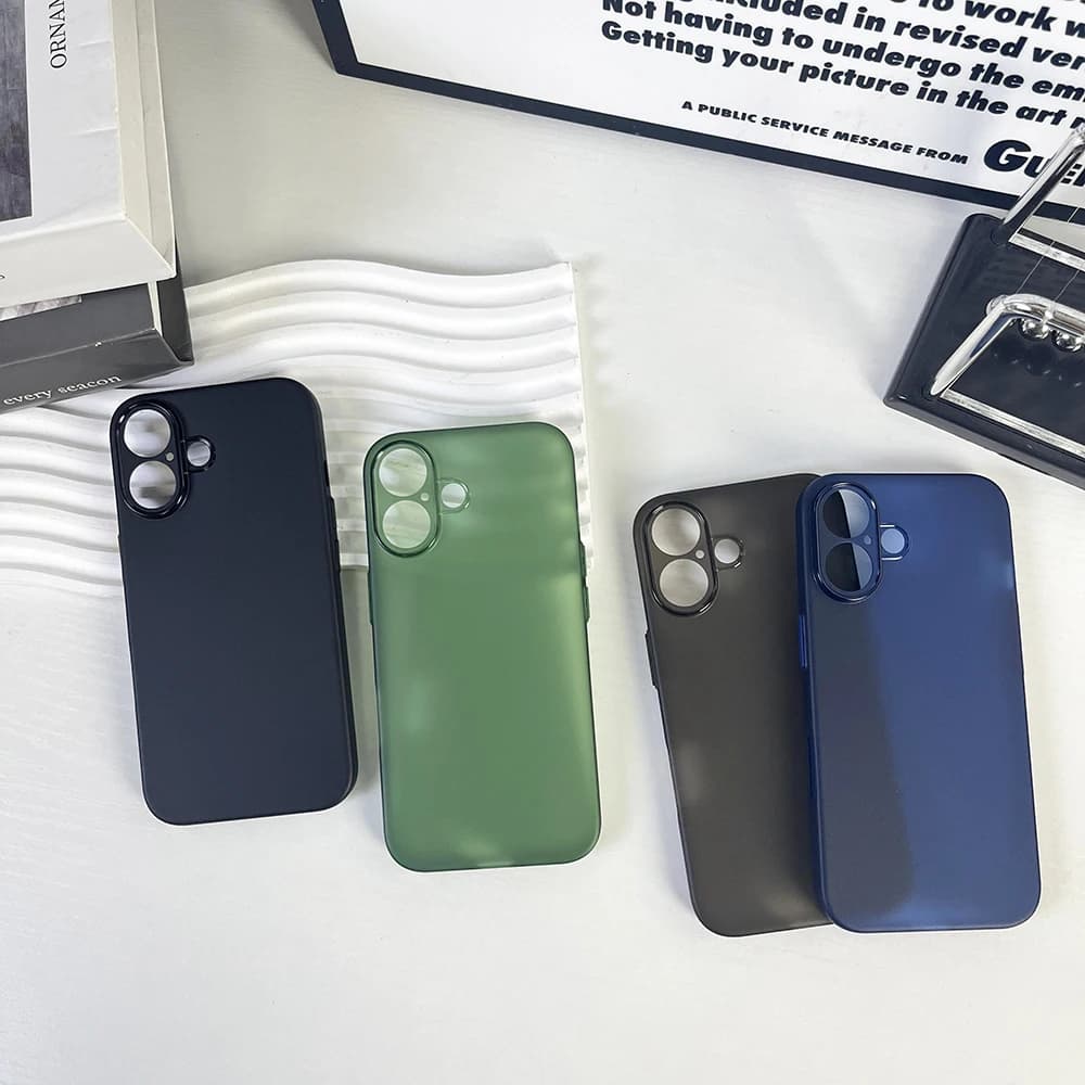 0.35 mm ultra slim silicone soft case for iPhone Air 17 16 15 14 Pro Max Plus 16E Translucent matt caramel cover