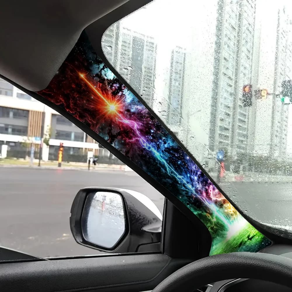 2 pezzi di adesivi colorati per interni auto con motivo a fulmini, tessuto elastico, autoadesivo, decorazione per il rinnovamento del montante A dell'auto.