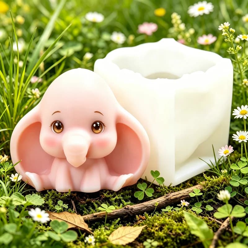 Stampo in Silicone 3D a Forma di Elefante Kawaii, per Candele, Saponi, Resina, Aromaterapia, Regalo di Compleanno per Bambini