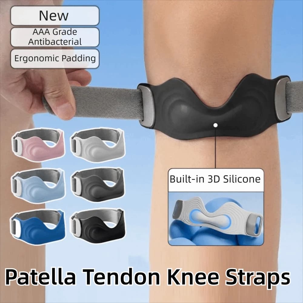 Supporto per Tendine Rotulee con Cinghie Regolabili, Fascia di Compressione Flessibile in Silicone, Protezione Fissa per Ginocchio, Comfort