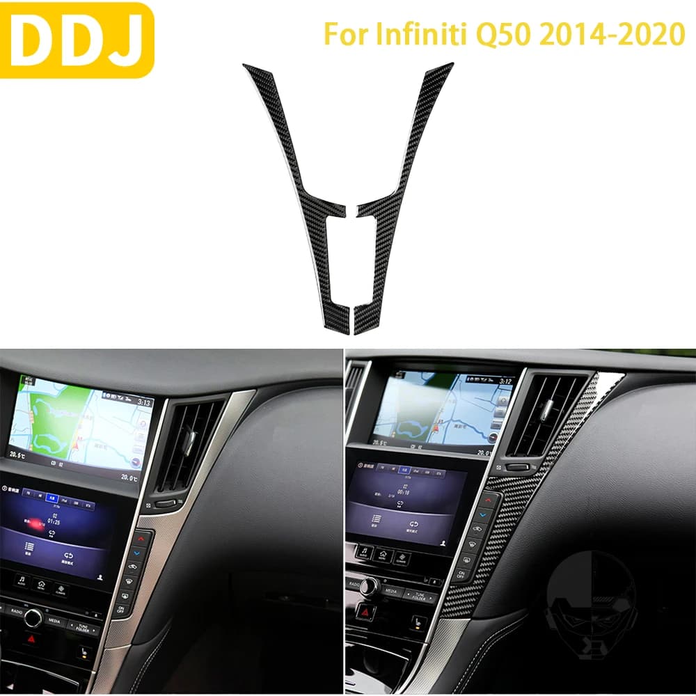 Per Infiniti Q50 2014-2020 accessori per auto interni in fibra di carbonio pannello laterale di controllo centrale Trim Sticker decorazione