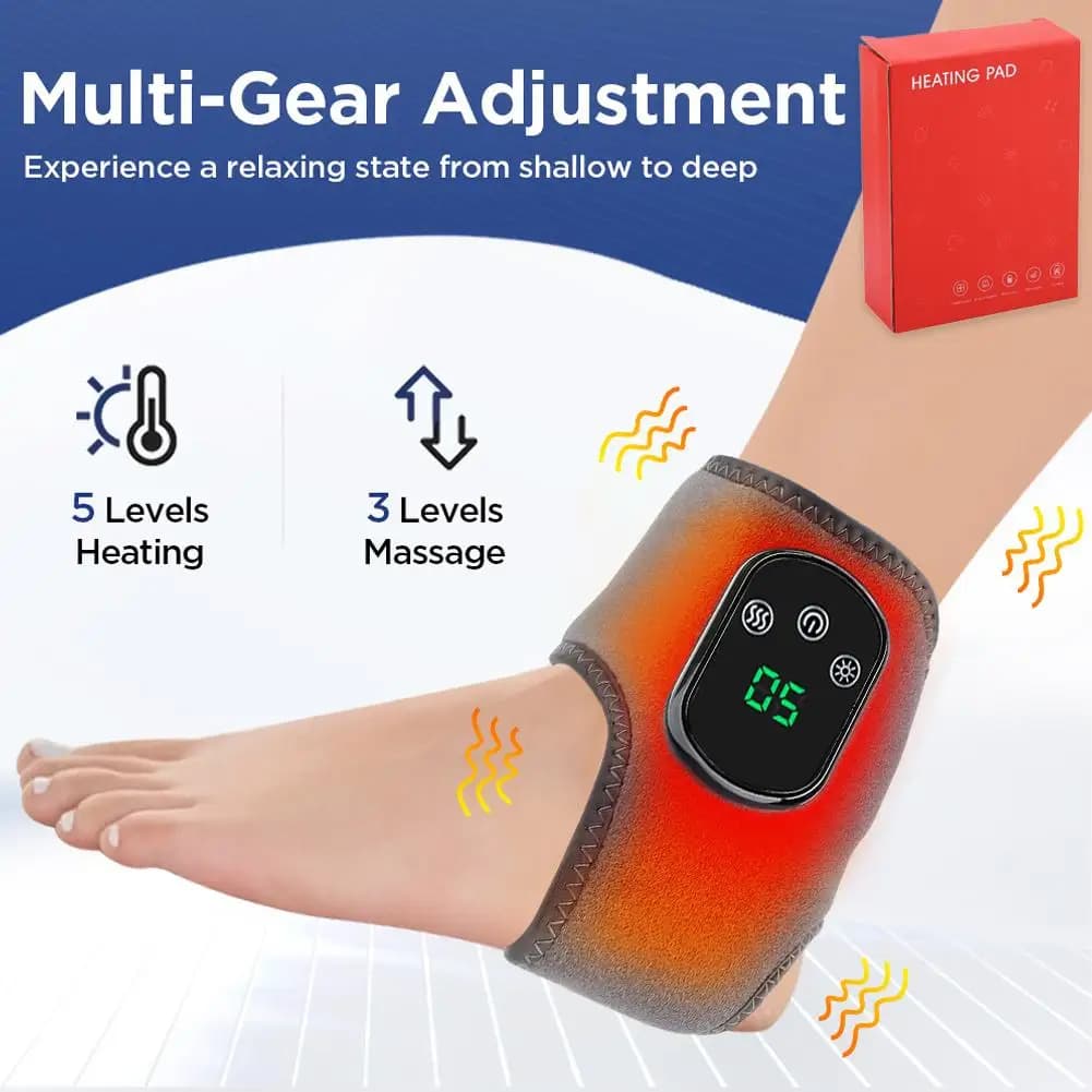 Massaggiatore Elettrico per Piedi con Calore, Compressione e Vibrazione, Fascia Massaggiante per Caviglia per Protezione Articolare e Supporto
