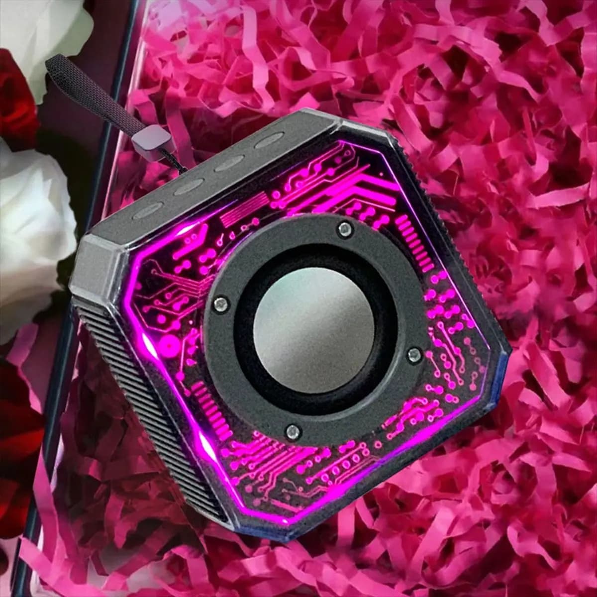 AABFK Altoparlante Bluetooth Mecha trasparente Pickup RGB Lanterna domestica portatile esterna Piccolo mini altoparlante Bianco