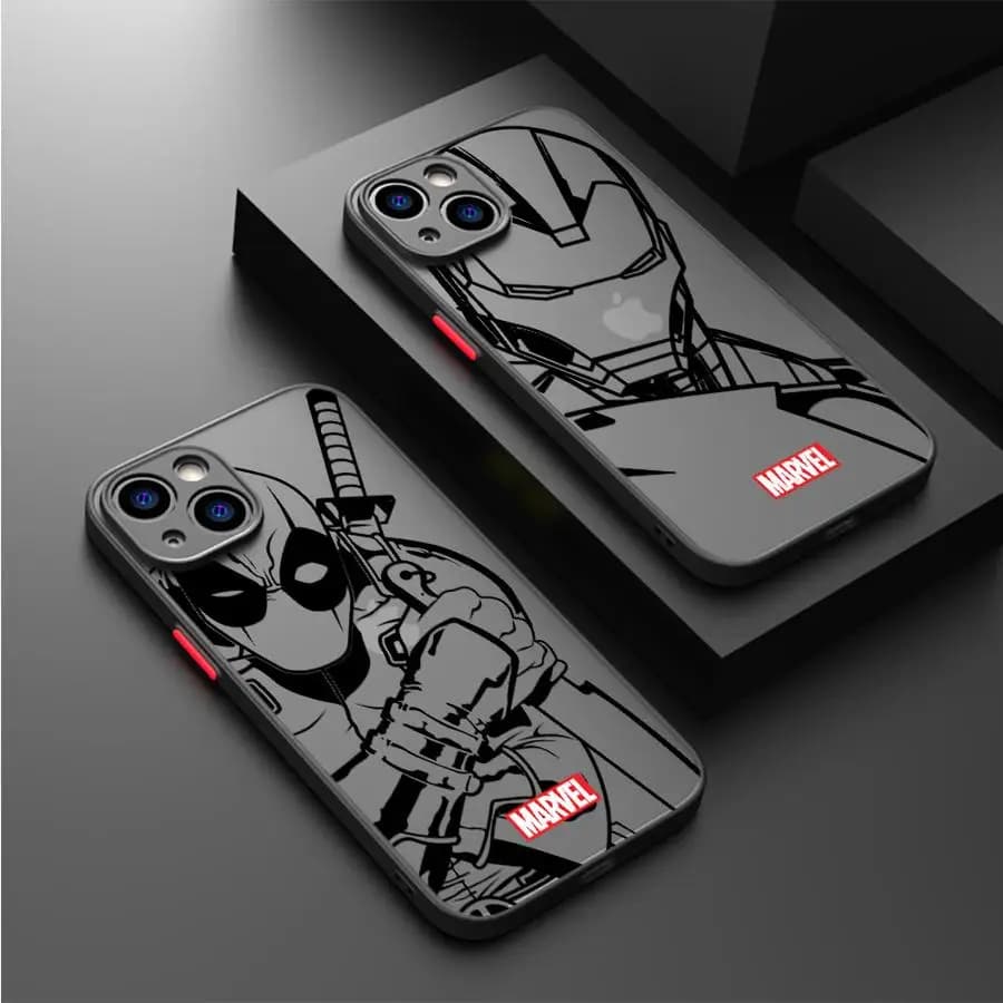 Iron Man Spider Man Deadpool Art Cassa Del Telefono per iPhone 13 Mini 7 8 Plus XR 12 16 14 Pro SE 16e 11 Pro 15 XS Max 13 Copertura Opaca
