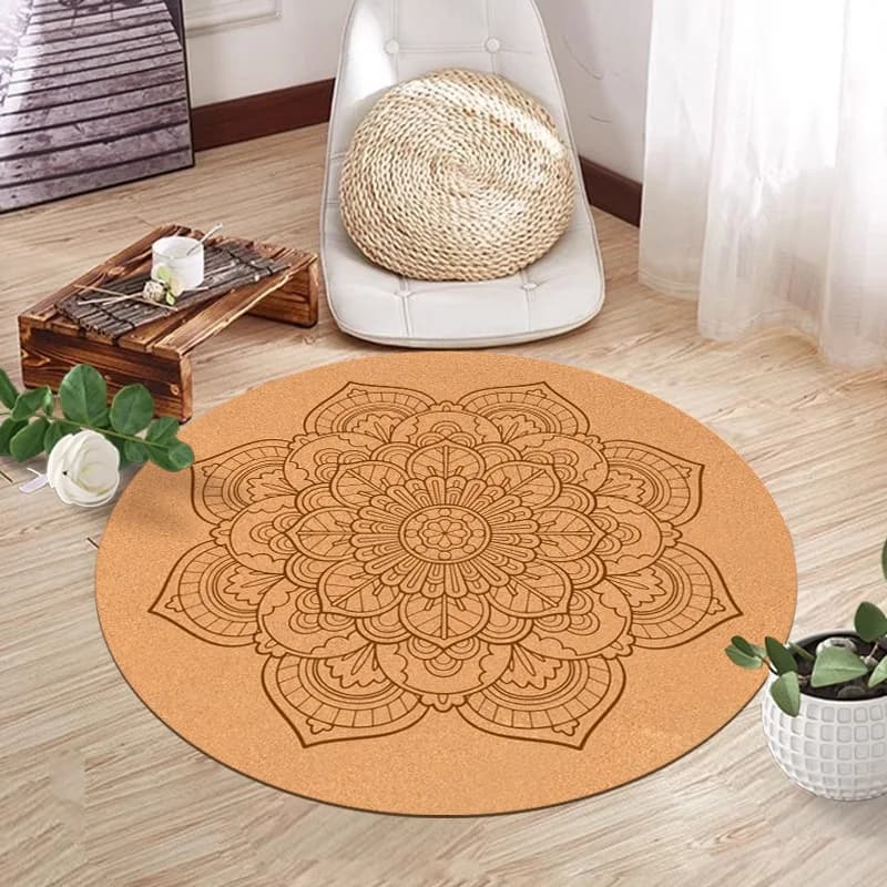 Cork Natural Rubber Meditation Mat Thickened Meditation Sitting Mat Round Plank Handstand Home Yoga Mat