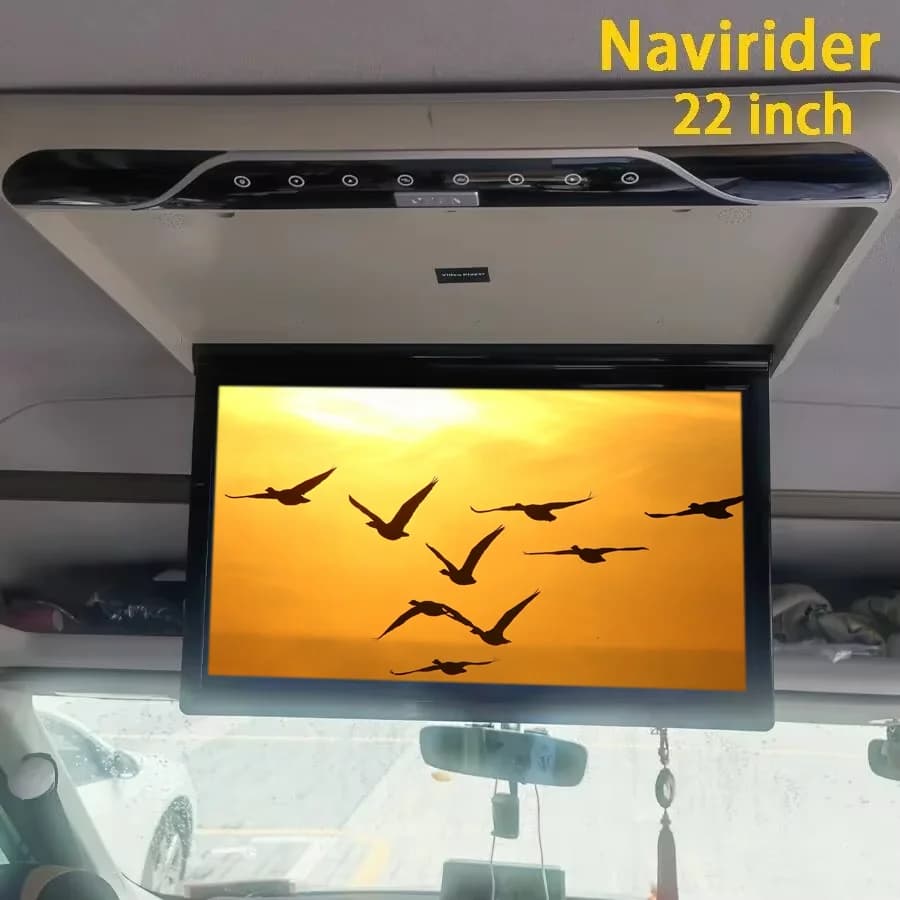 Monitor da Tetto per Auto 22'' Ribaltabile con FM HDMI USB, Lettore Multimediale MP5 Universale, Sistema di Intrattenimento per Sedili Posteriori