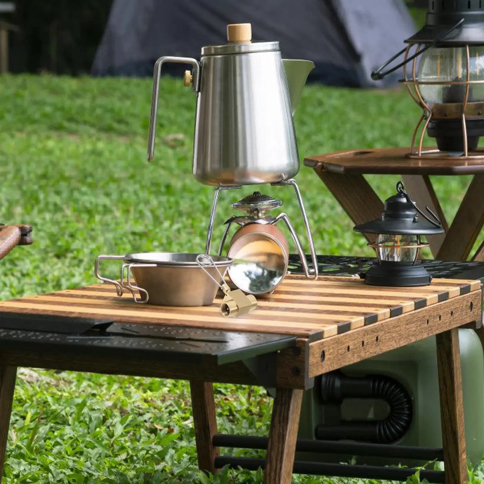 Adattatore per Ricarica Gas da Esterno, Connettore per Tubo Flessibile, Design Portatile e Resistente per Campeggio, Escursionismo, Connessione Rapida Gas RV