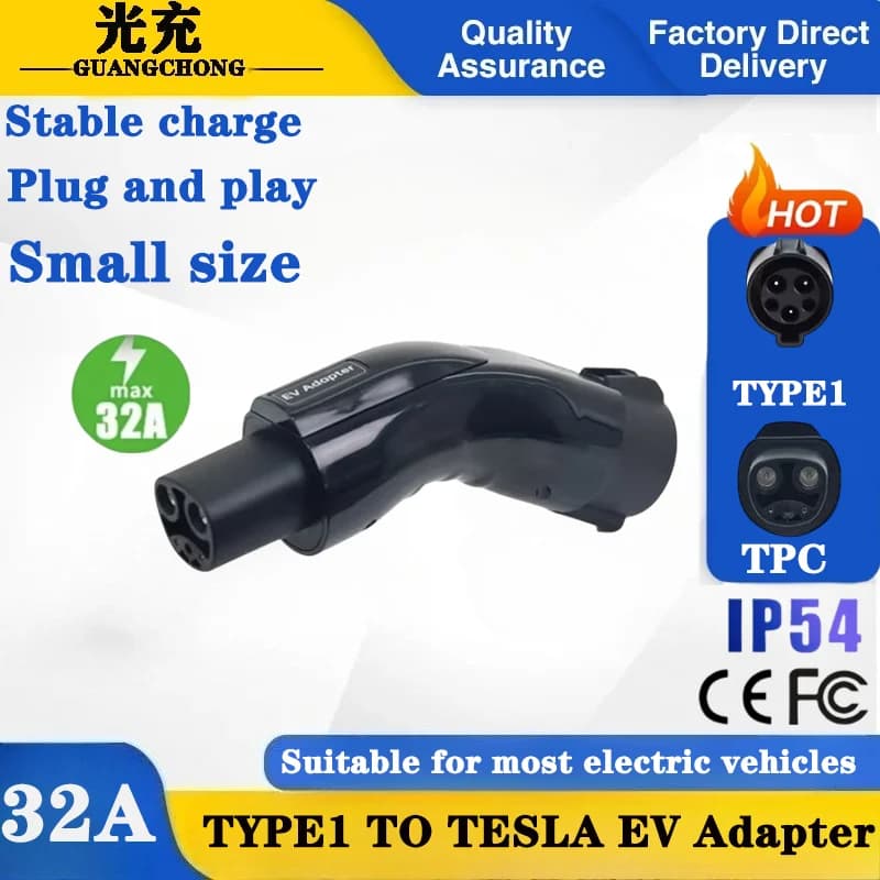 Quick adapter from J1772 to Tesla for S/3/X/Y model, 32Amp type 1 to TPC EV charger converter, Safe and Portable Home Travel Charging Sol
