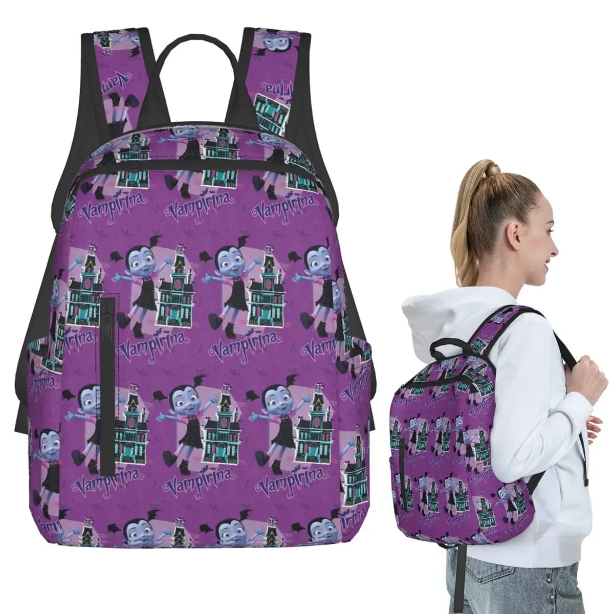 Girls Vampirina Print Backpack Student BookBag Children School Bag Computer Shoulder Bags Men Women