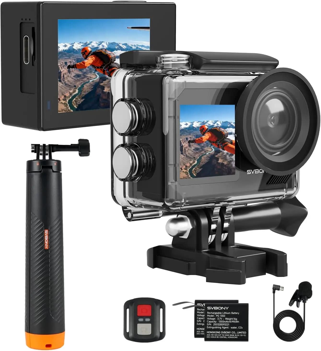 Fotocamera Subacquea 4K30FPS con EIS 2.0, Doppio Touch-Screen, Zoom 50MP, Asta Selfie Galleggiante per Snorkeling e Sci