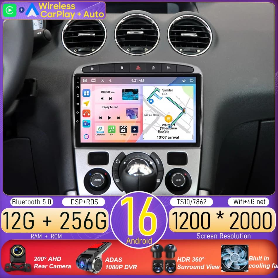 For Peugeot RCZ 308 SW 2007 - 2015 408 2012 - 2020 Android Radio Head Unit Car Multimedia Video CarPlay Auto Navigation GPS 2din