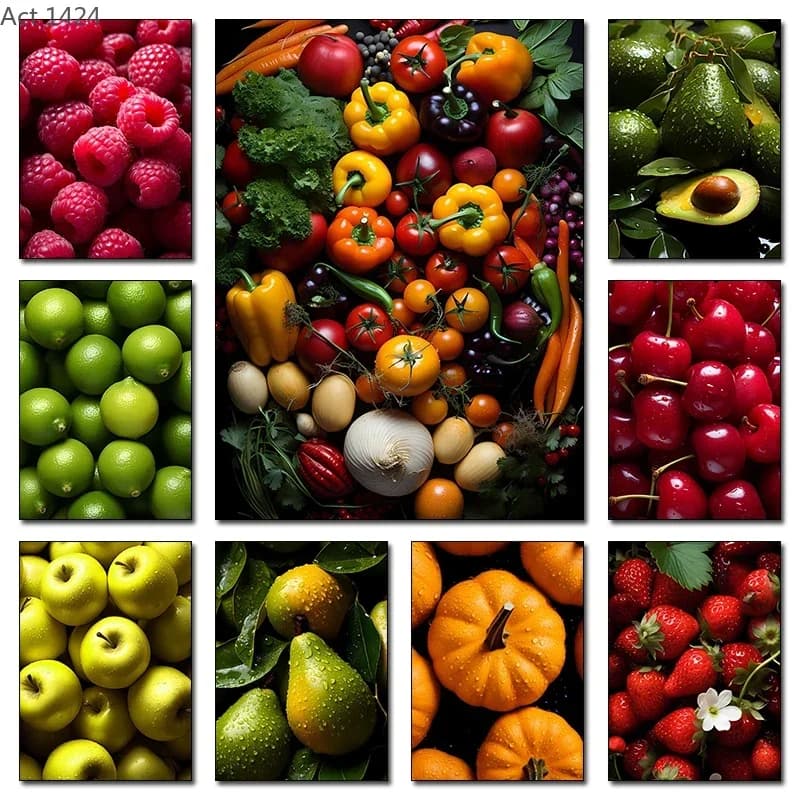Modern Lemon Avocado Apple Cherry HD Pictures Delicious Fruit Wall Art For Living Room Kitchen Restaurant Decor Frameless Gif