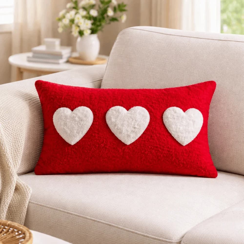 30*50cm Valentine's Day Pillowcase Soft Concealed Zipper Heart Pillow Cover Decorative Detachable Pillow Towel Home Decor