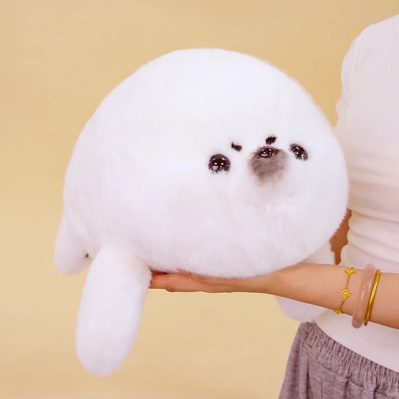 Peluche a forma di foca, morbido e carino, animali di peluche rilassanti, regalo di compleanno per bambini, peluche coccoloso in posizione seduta, bambola giocattolo per bambine