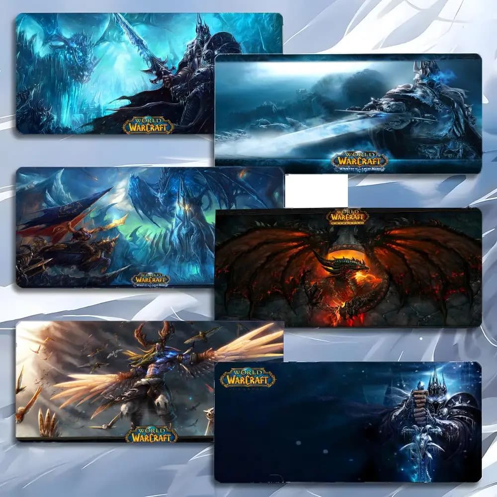 Tappetino per mouse MMORPG World of Warcraft, tappetino per mouse grande da gioco con bordi rinforzati, tappetino da scrivania per PC