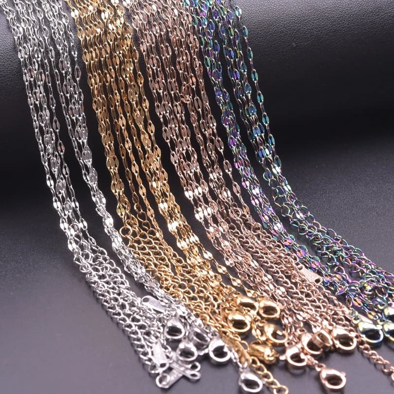 10 pz 2mm In Acciaio Inox 45 cm Catene a Forma di Labbro Collana Per Le Donne Degli Uomini Catena Dell'onda D'acqua Fatta A Mano Che Fanno Componenti FAI DA TE All'ingrosso
