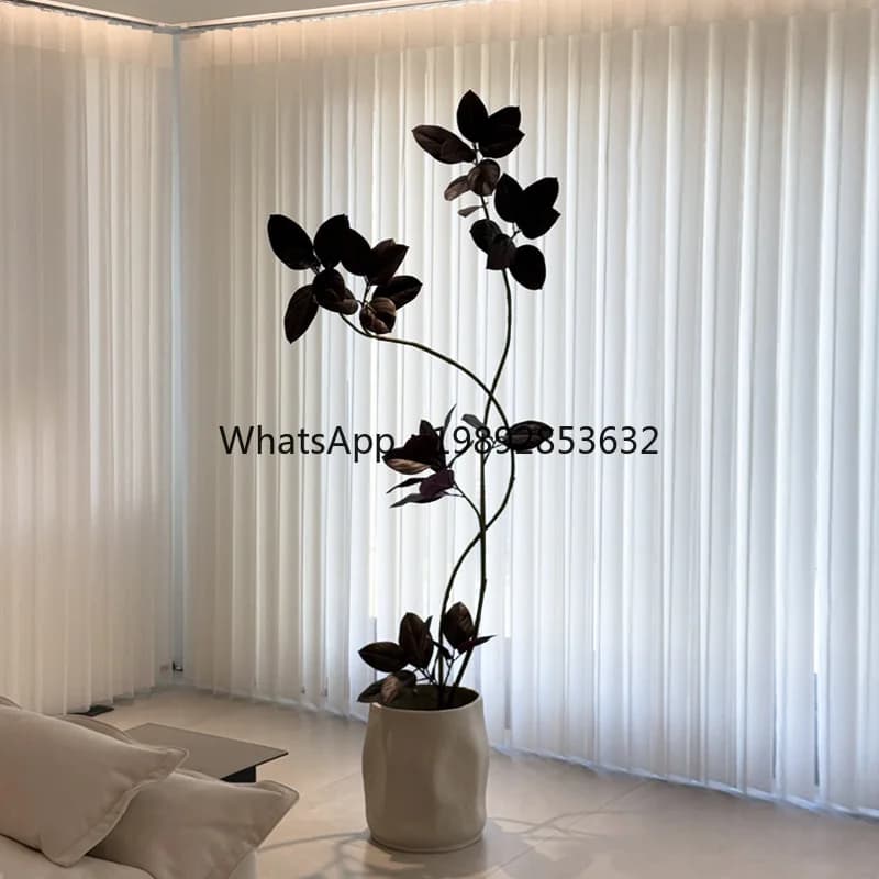 LYY Black Alpine Banyan Artificial Green Plant Living Room Diamond Tree for Interior Large Floor Pot Plant Living Room Decoration
