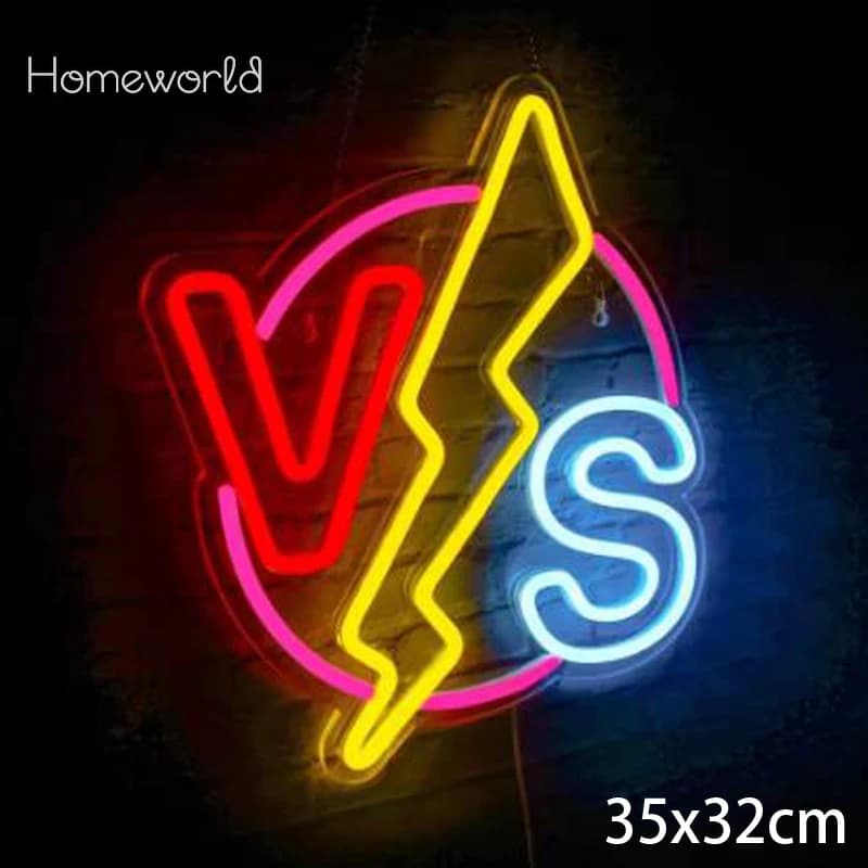 VS Insegna al neon Gioco colorato Luce al neon a LED per sala giochi Decorazione da parete per zona di gioco Sala Bar Club Concorrenza dal vivo Decorazioni per feste