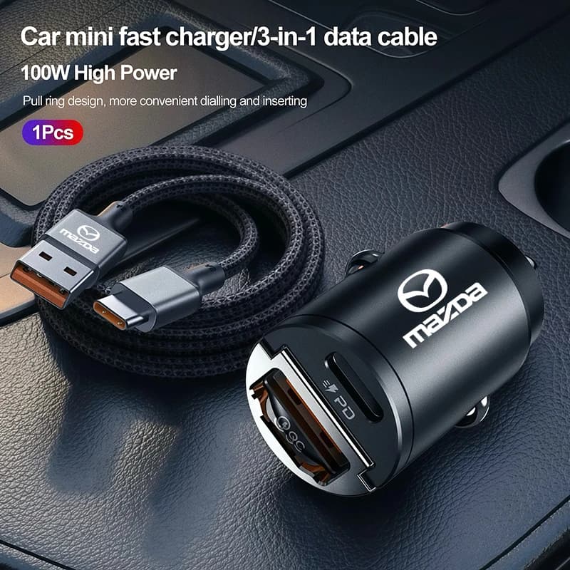 Mini caricatore rapido USB per auto con cavo dati/adattatore per accendisigari per Mazda 3 CX5 CX30 MX5 CX3 CX9 CX7 MX3 MX6 CX50 CX60 CX70