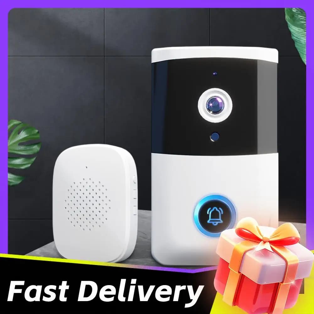Campanello WiFi con Telecamera, Visione Notturna IR, Audio Bidirezionale, Campanello Visivo per Sistema di Allarme Domestico