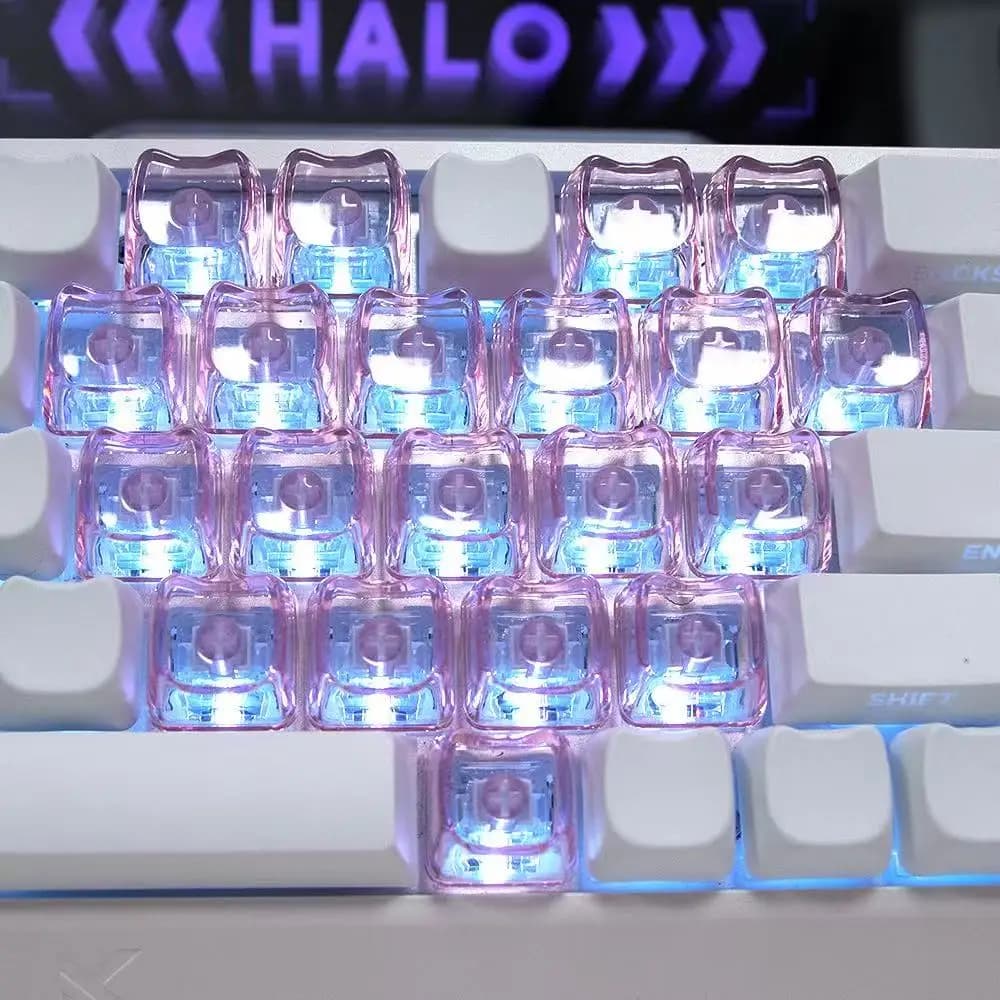 Fa-da-te heart-shaped transparent cups Cute cat-shaped cups Custom mechanical keyboard cups in one piece engraved for PC