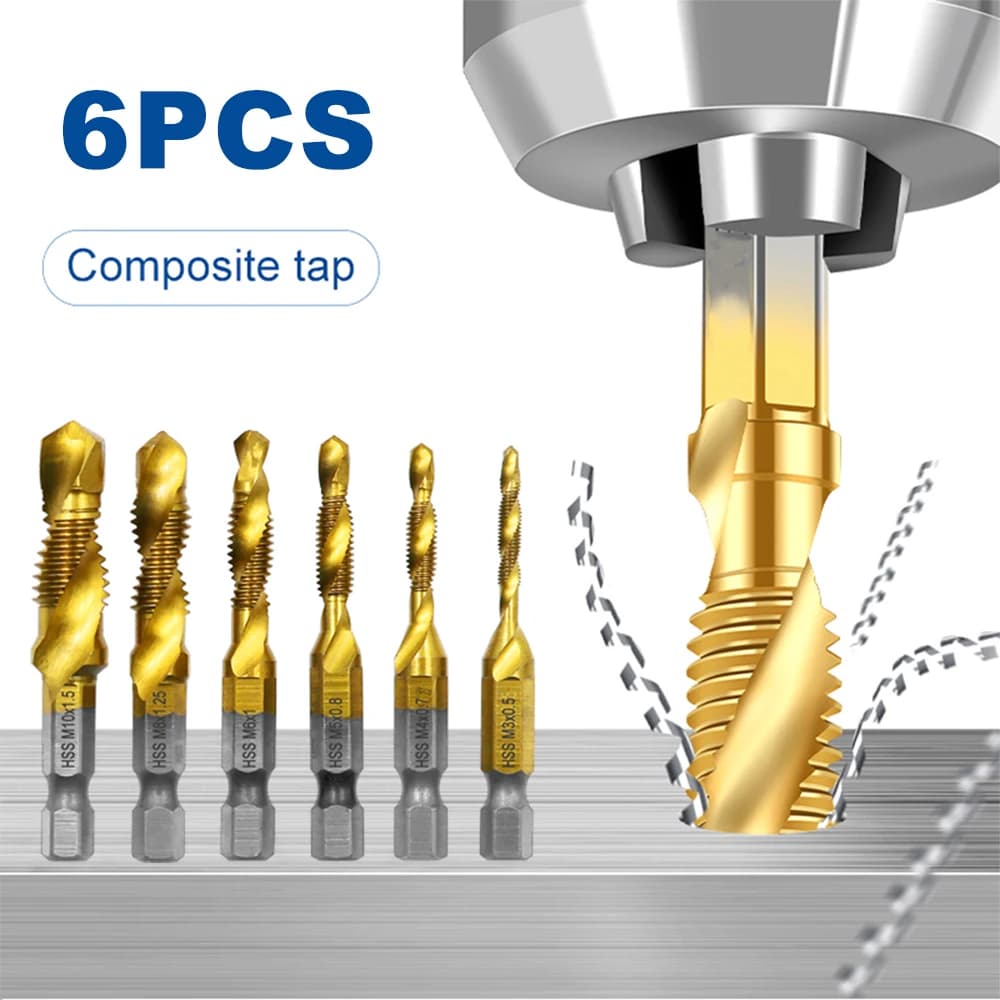 Set of 6 male-integrated steel super quick 4341 titanium plated for drilling and grinding