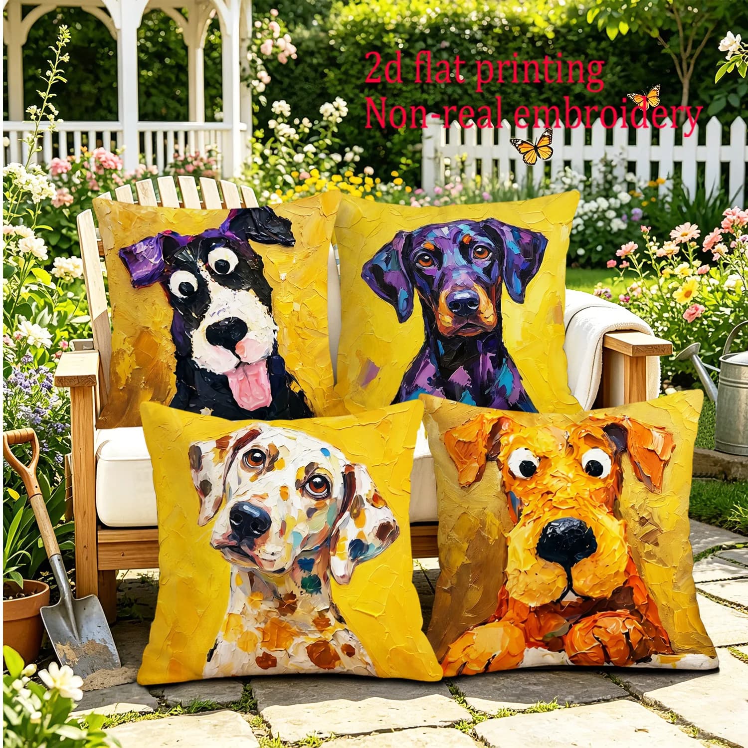 Decorative Throw Pillow Covers Set of 4 Dog Art Printed Cushion Pillow for Sofa Pet Lover Home Decor Living Room Gifts