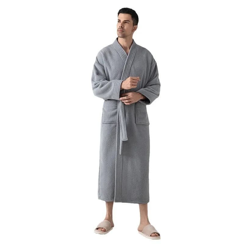 Winter New Arrived Flannel Long Robe Women's Sexy Bathrobes Men's Warm Home Wear Solid Coral Fleece Sleepwear Couples Nightgown