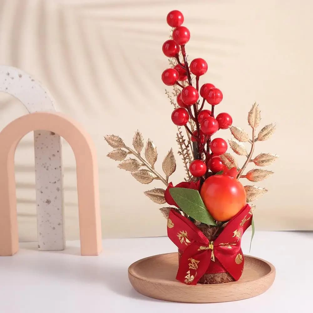Copper red berries Artificial flowers Vase plants Good luck Good luck Vase for spring festival Best wishes come rich fake plants