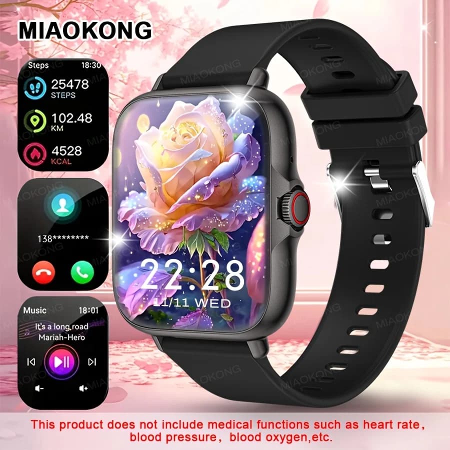 Smartwatch, wireless calls, for iPhone/Android, reminder and call rejection, reminder for various APPs