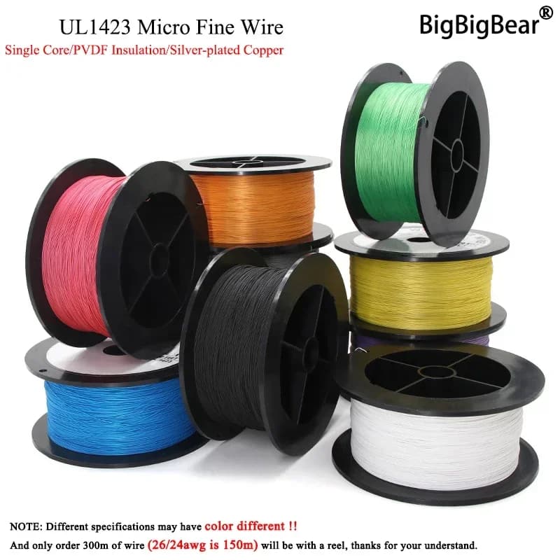 5/10/50M UL1423 PTFE Filo di Rame Placcato Argento 38/36/34/30/28/26AWG Micro Fine Ad Alta Temperatura Elettronico FAI DA TE Singolo Nucleo cavo