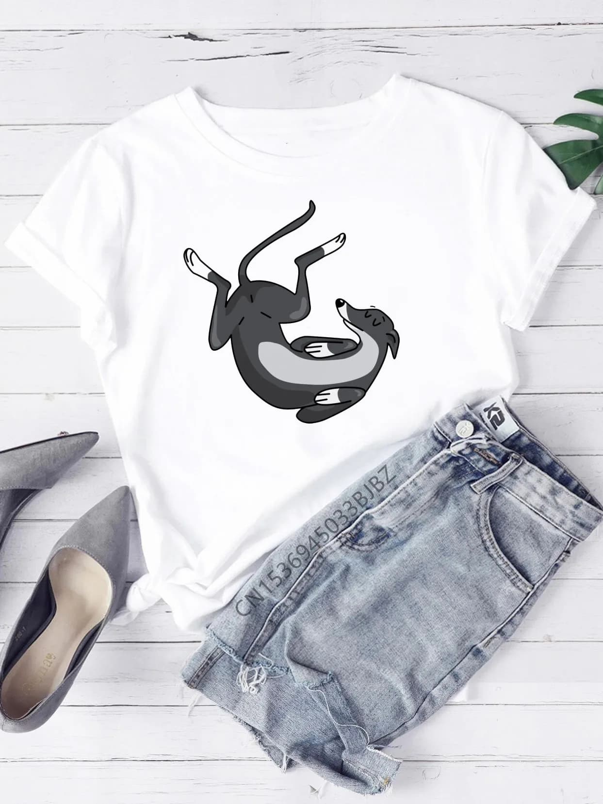 Greyhound Dog Donna Divertente Stampa T-shirt da donna Ragazza Y2K Base O-colletto Camicia bianca T-shirt corta moda Donna Casual Top Femme