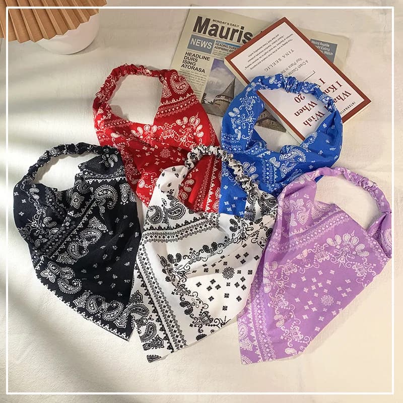 Fascia per capelli femminile dolce e carina, elastica, versatile, semplice, ampia, triangolare, tipo asciugamano