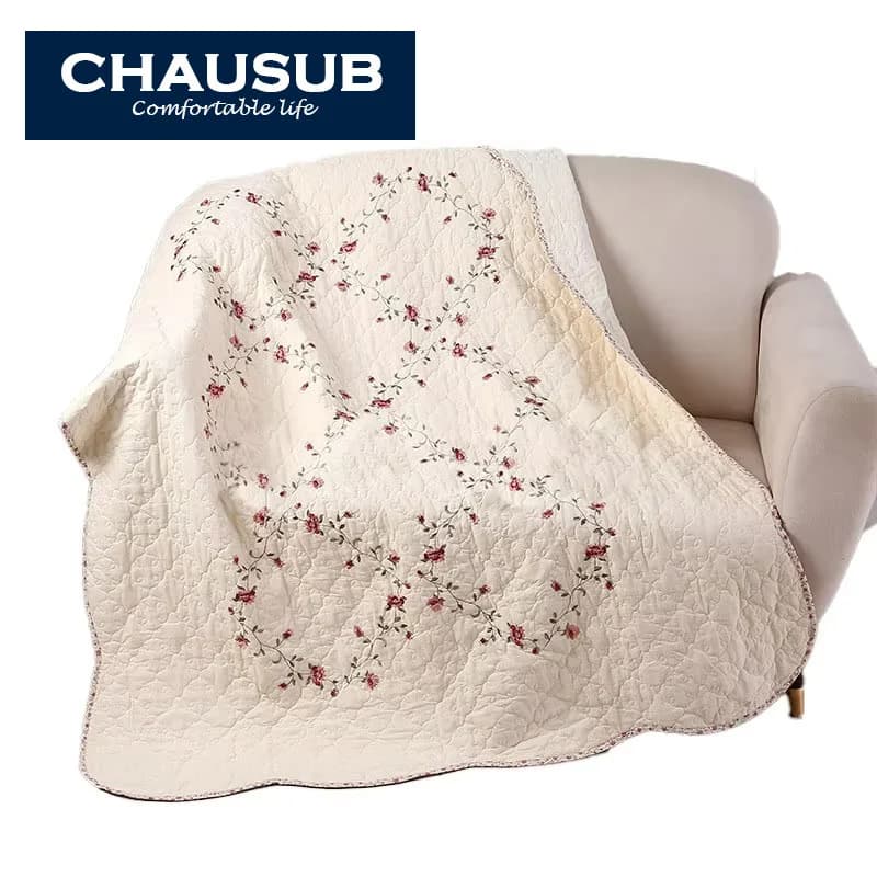 Coperta trapuntata ricamata in cotone 125x150 cm Coperta trapuntata estiva leggera in 1 pezzo per bambini/copridivano tinta unita per bambini/bambini