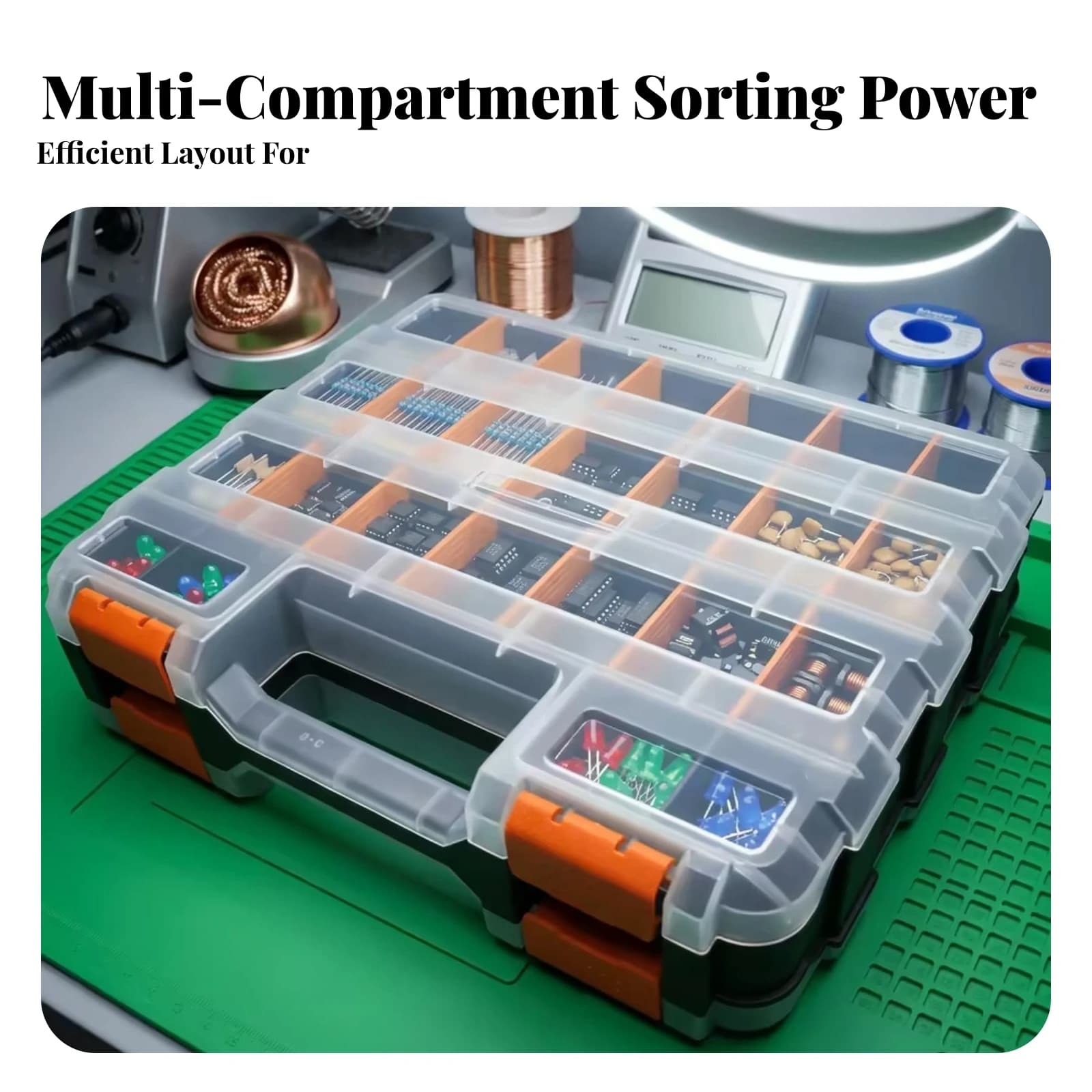 Clamshell Tool Case Transparent Lid Double-Sided Tool Box Hardware Storage Case Snap-Lock Small Parts Organizer Box Partitioned
