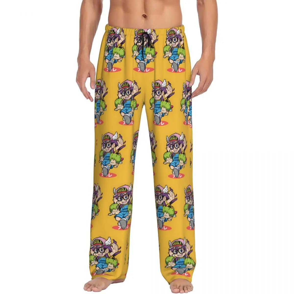 Pantaloni Pigiama Personalizzati Dr S-Slump Arale Norimaki da Uomo, Pantaloni Manga per Relax con Coulisse e Tasche