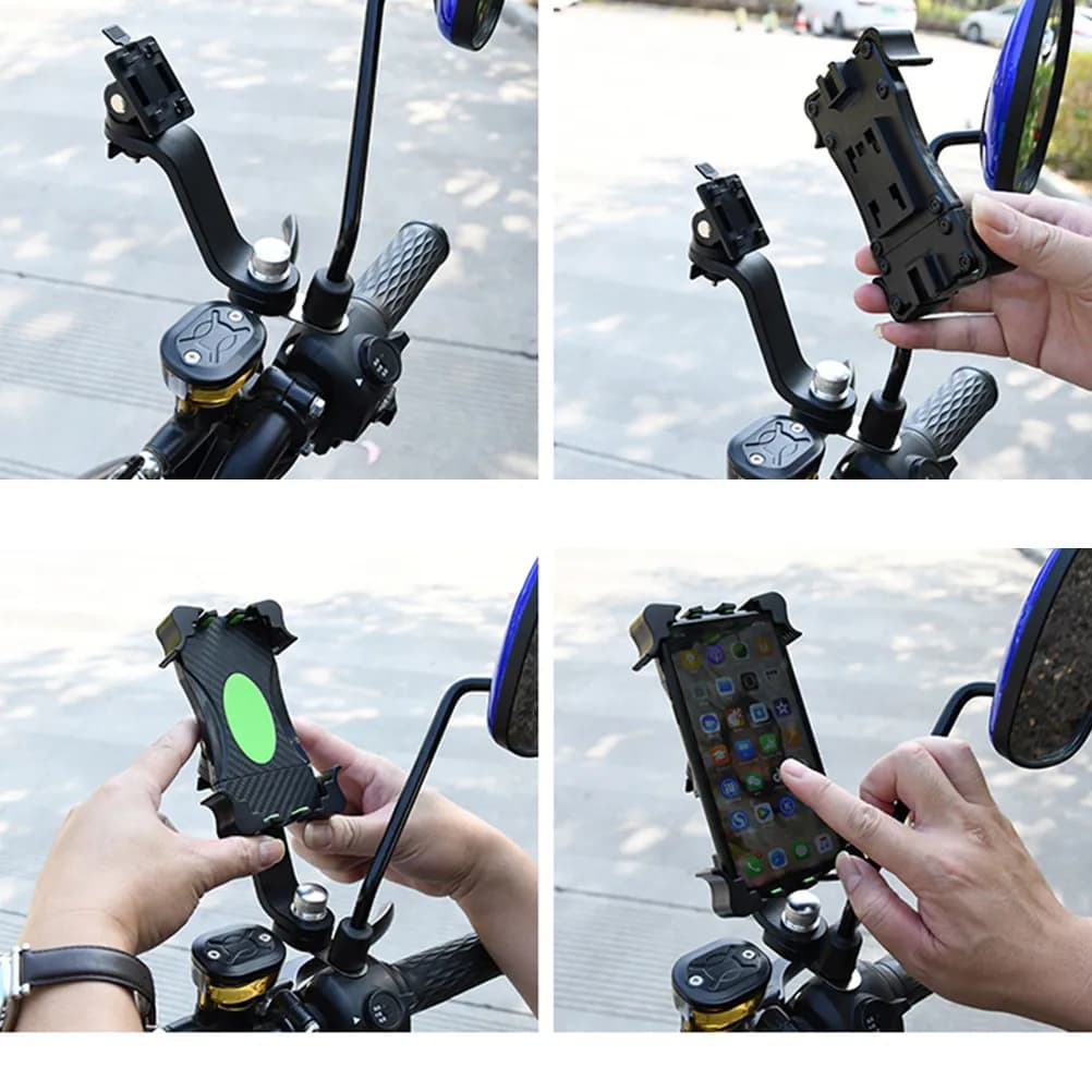 Heavy Duty Motorcycle Phone Bracket 360 Degree Rotation Tablet Support for Riding Navigation Outdoor Use Safe Steady Vision
