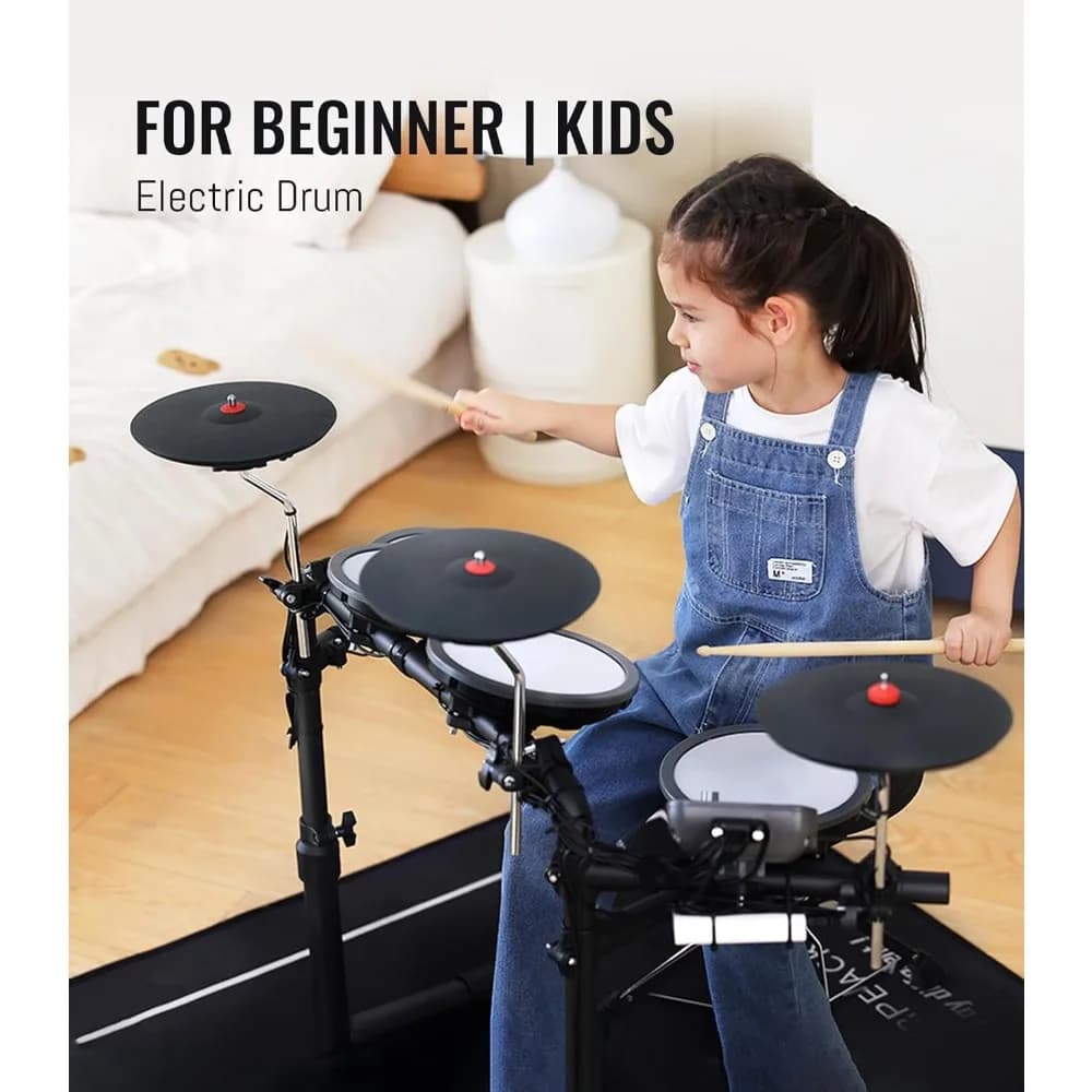 Electric Drum Set with 7 Inch Quiet Mesh Pads 8 Inch Rubber Cymbals 12 Kits 68 Sounds USB MIDI Headphone Throne Sticks Pedals