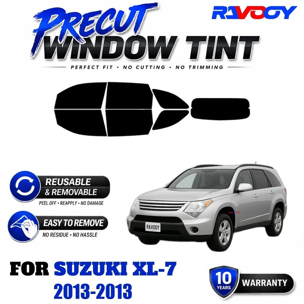 RAVOOY Precut Window Tint, Reusable Removable EPU Film, Custom Fit for Suzuki XL-7 2005-2013, UV Heat Protection