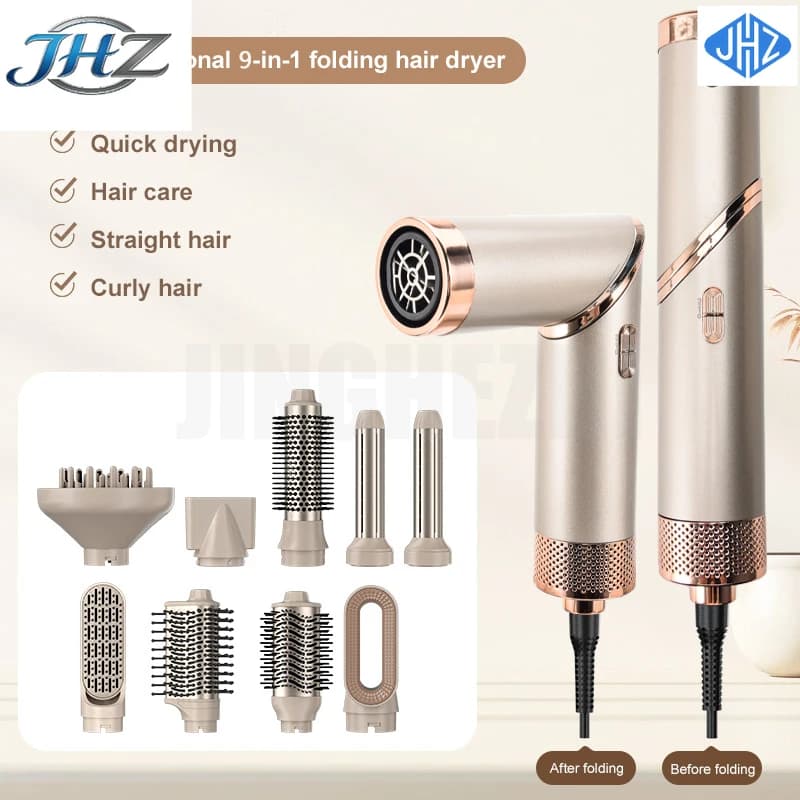JHZ per VOAUN V-2099 Asciugacapelli Multifunzione Pieghevole Dieci-in-Uno, Versatile per Asciugare, Modellare, Lisciare e Arricciare i Capelli
