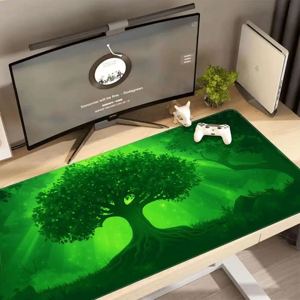 Tappetino per Mouse da Gaming Extra Large Luminous Forest Tree, Antiscivolo in Gomma, per PC e Ufficio