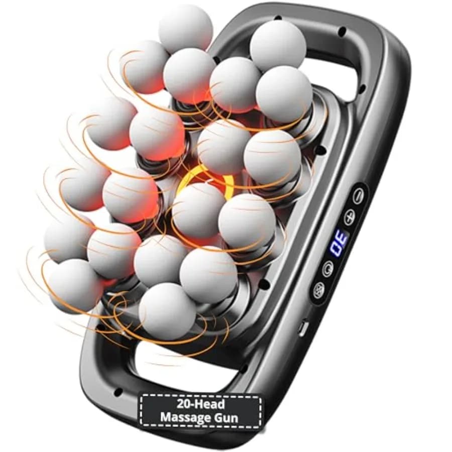 Pistola for Muscular Massage at 20 Heads for Collo, Spalle and Back, Percussion Massage for Muscular Recovery, Silent and Portable