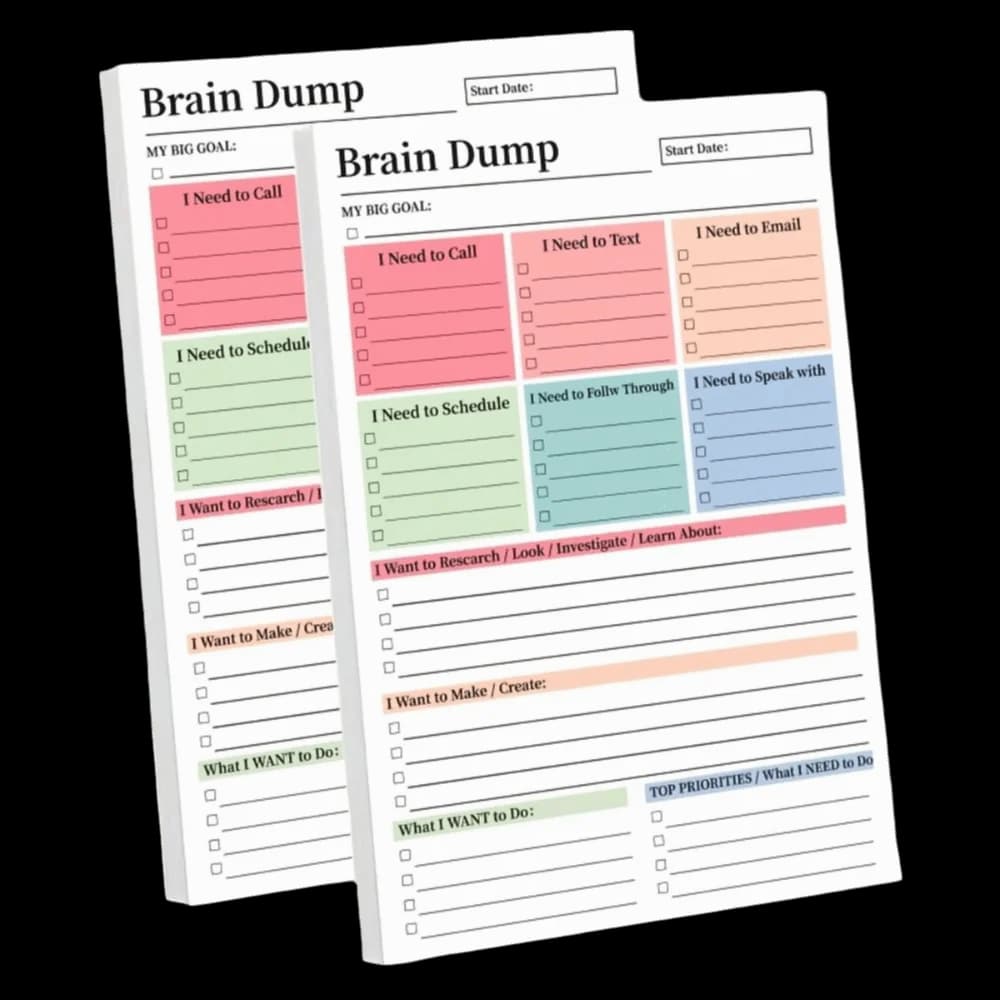 2Pcs 25 Sheets Brain Dump Notebook Tear Away Design A5 Size Daily Planning Manual Minimalist High-Performance To-Do Planner