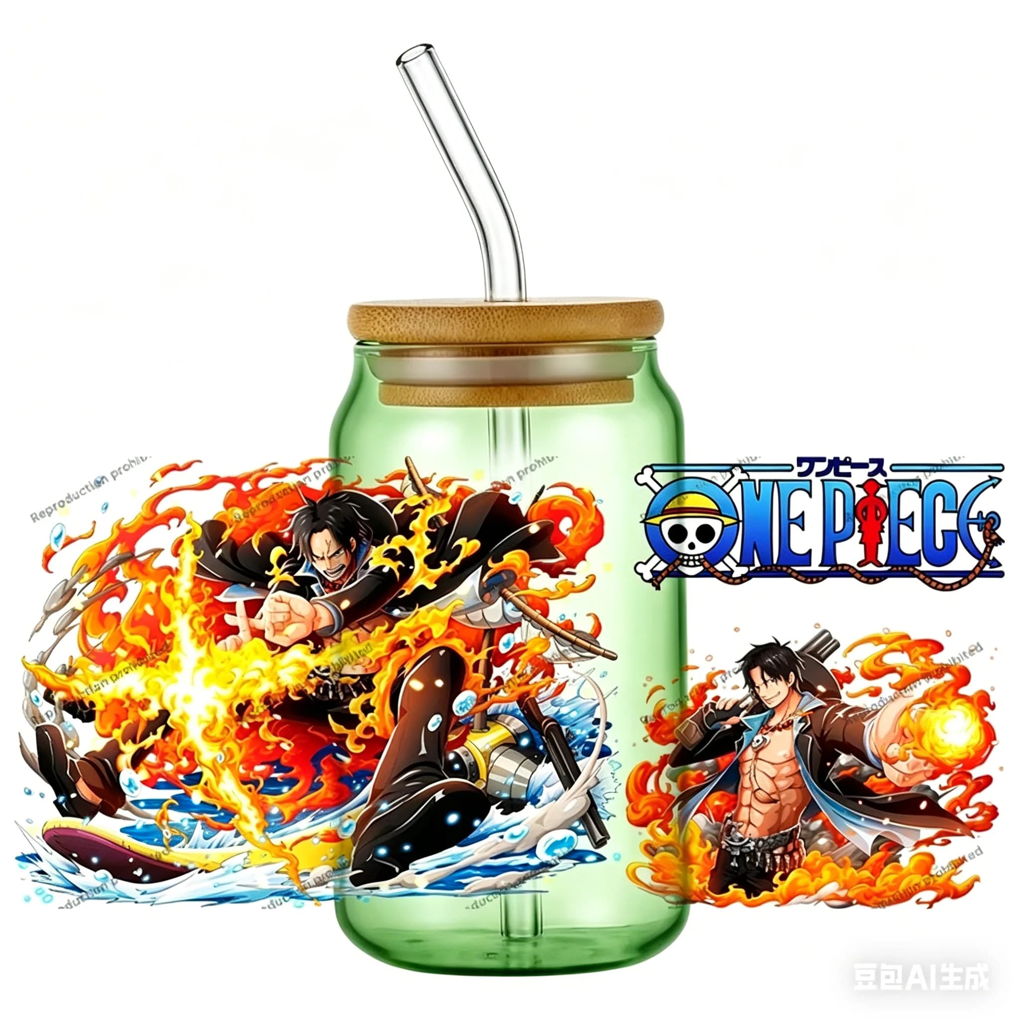 Adesivi 3D impermeabili facili da applicare della serie One Piece, trasferimenti UV DTF, adesivi in cristallo, involucri per tazze UV DTF da 16 oz.