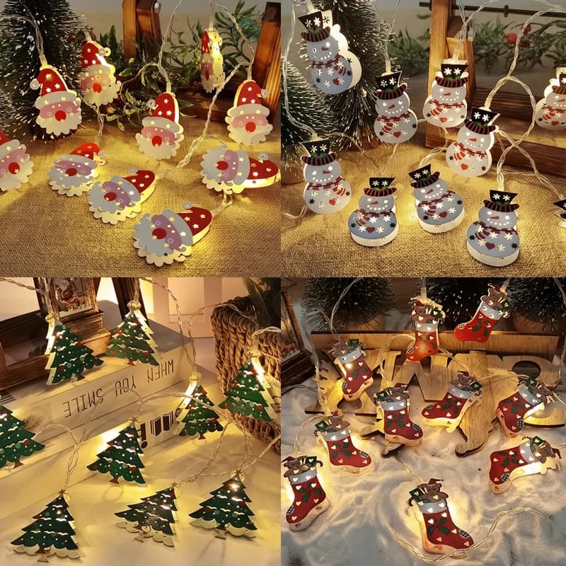 1.6m natale LED String Lights Cute babbo natale pupazzo di neve calzini albero di natale fata luci ghirlanda natale capodanno decorazioni per la casa
